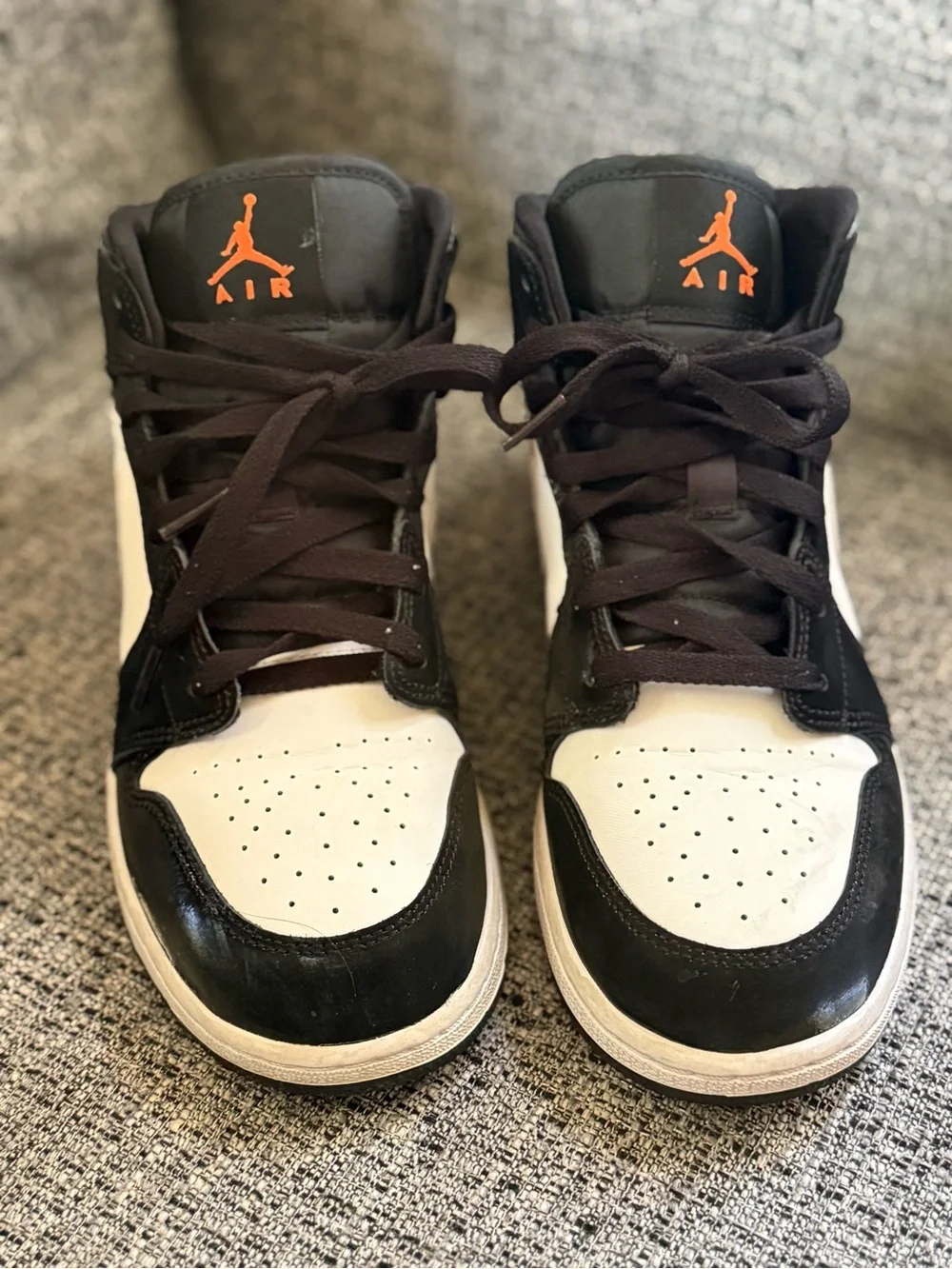 Nike Air Jordan 1 Mid Black White Purple Swoosh